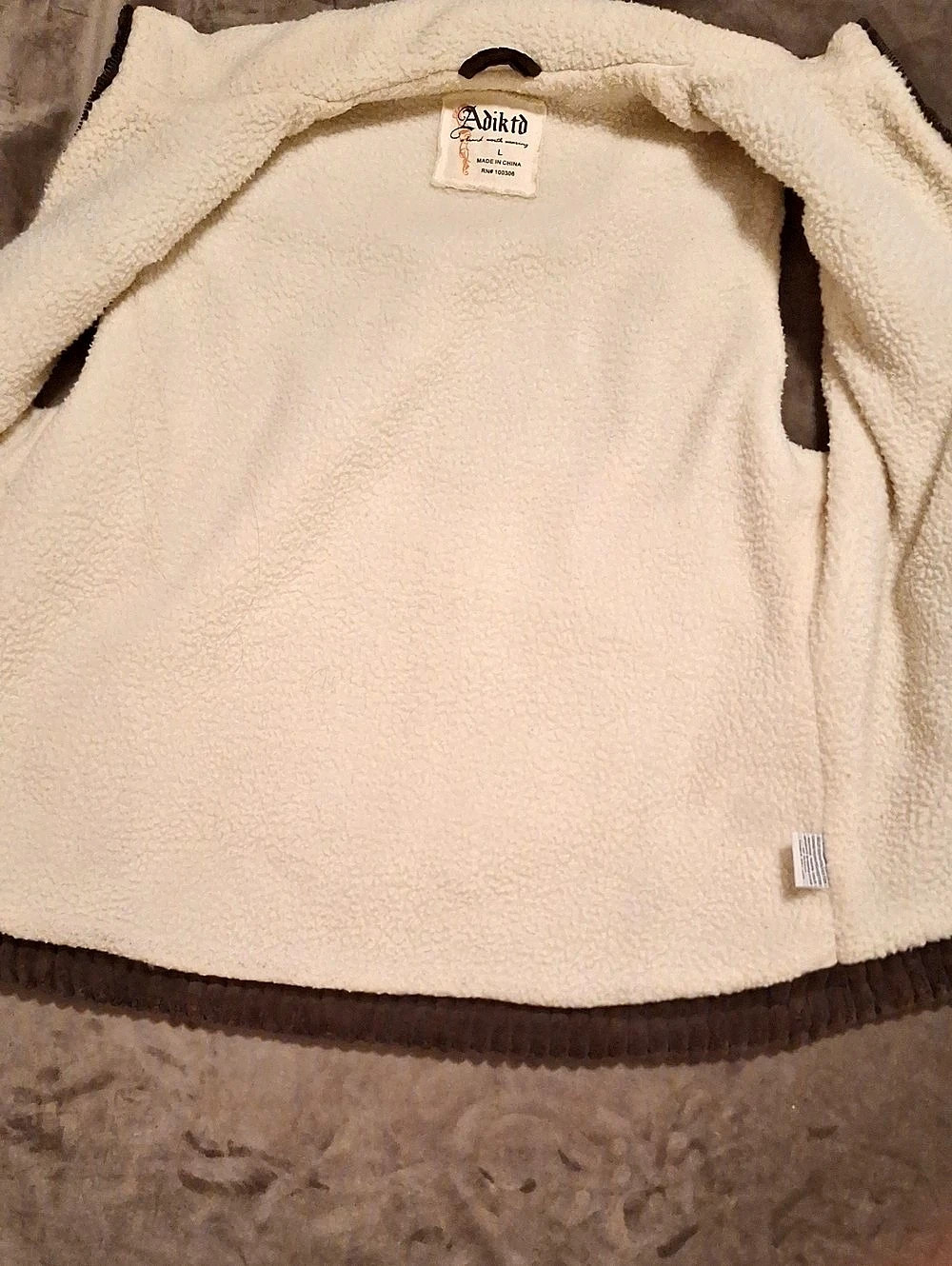 Adiktd Brown Corduroy Sherpa Vest Size Large - Picture 3 of 7